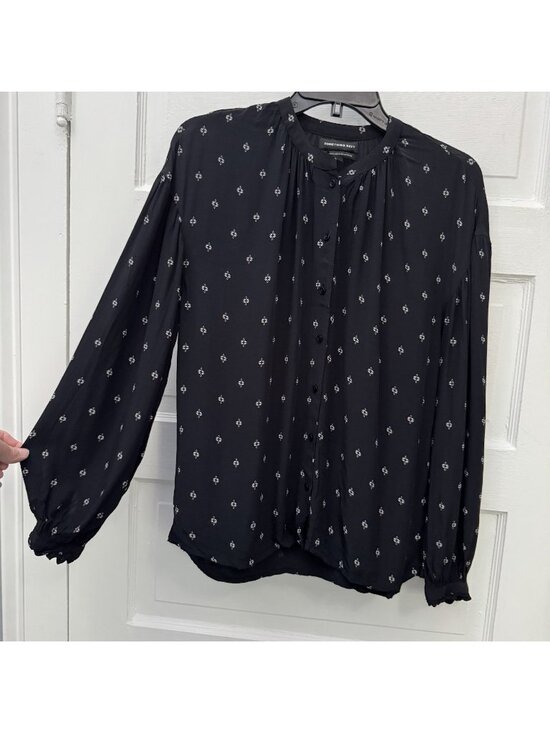 Something Navy Tops - Something Navy Blouse Womens XS Black Floral Button Front Balloon Sleeve
